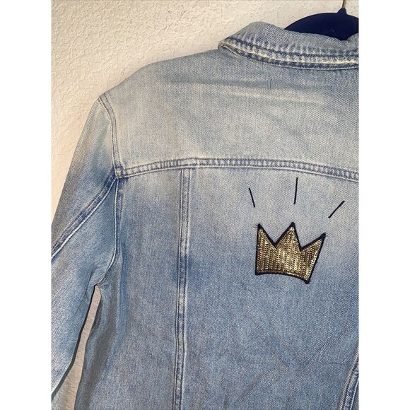 New Mavi jean jacket patches 90s 80s KARLA Sequin retro L Heart city - Picture 8 of 11
